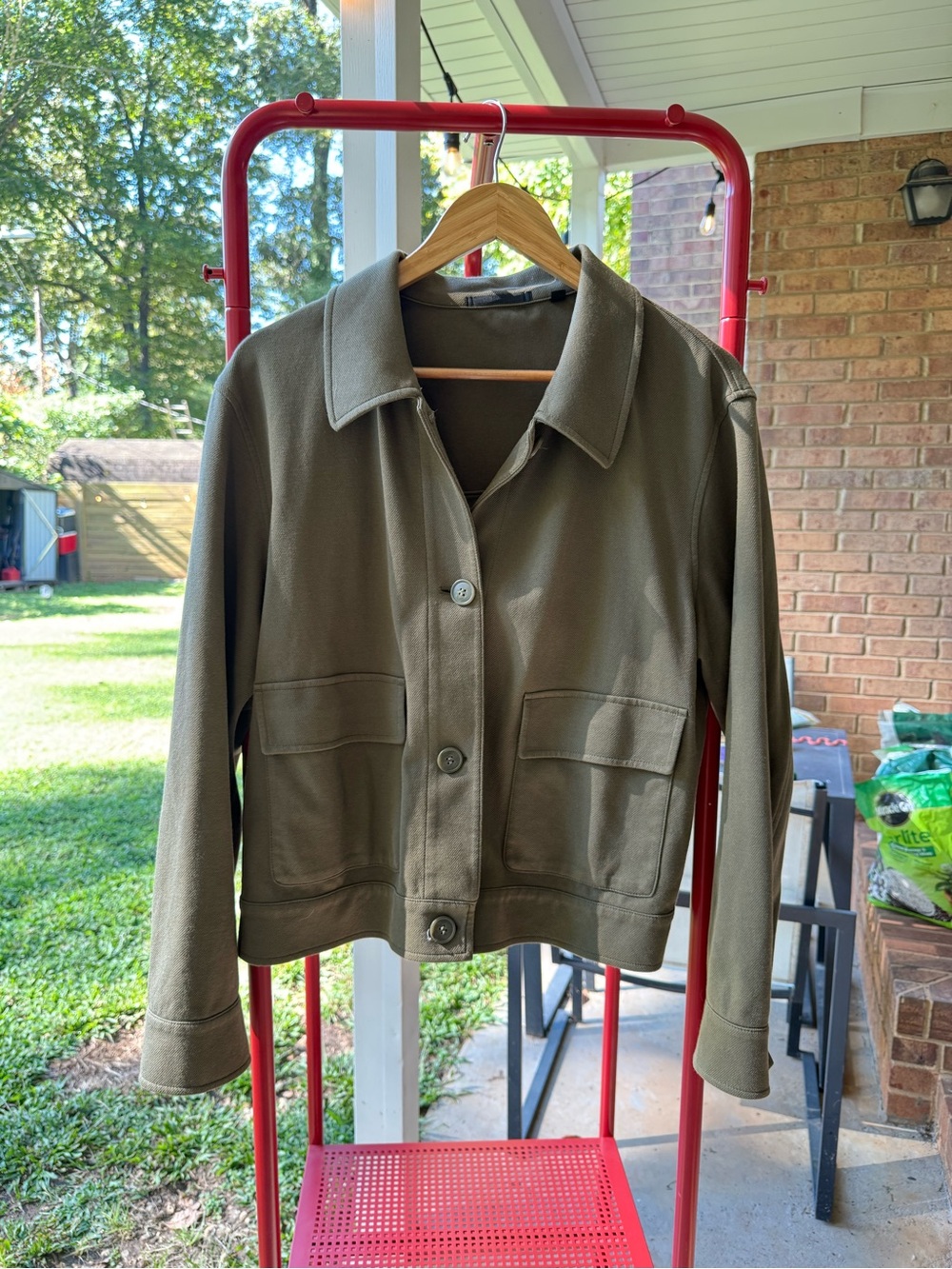 Uniqlo Olive Utility Button-Front Jacket